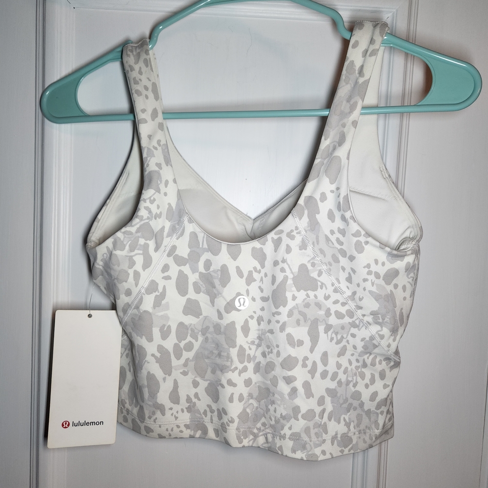 lululemon athletica White with Light Gray Spot Print Cropped Tank - Picture 2 of 5